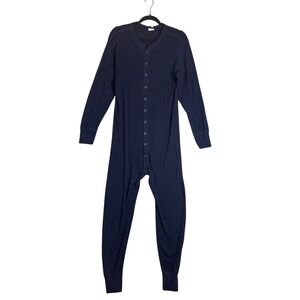 JE Morgan Long Handles Long Johns Mens Size L Thermal Union Suit Navy Blue